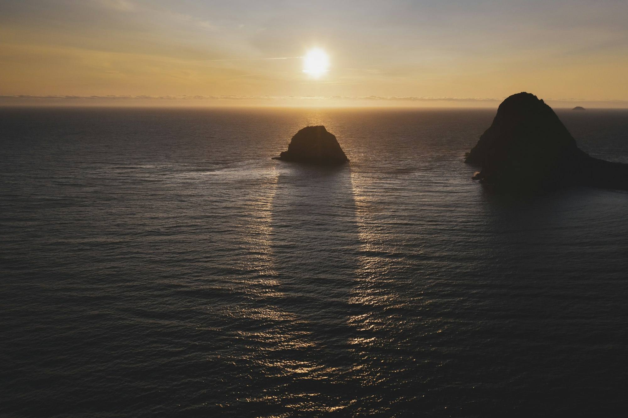 Sunset over sea stacks on the Southern Oregon Coast, Curry County