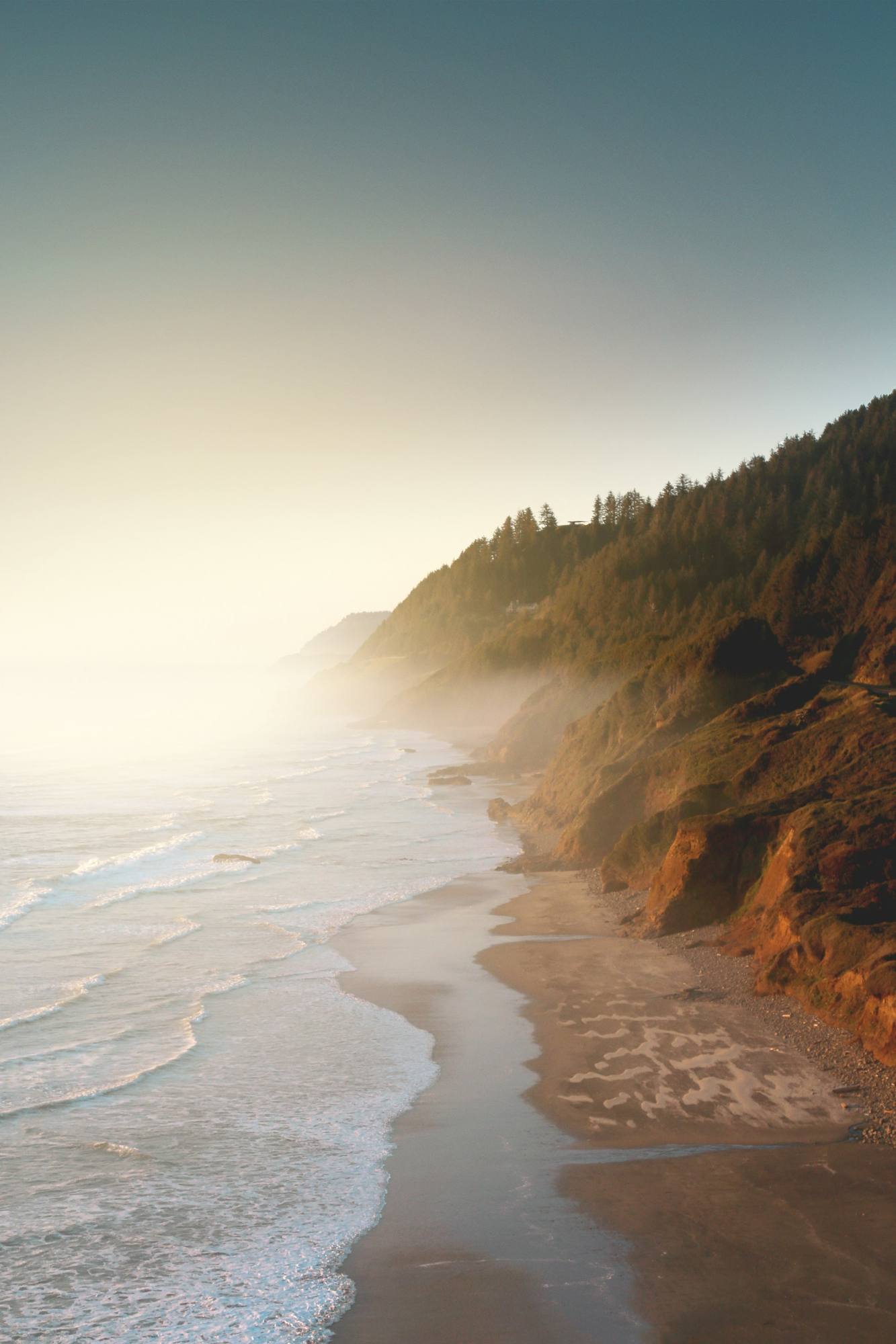 Oregon coastline at golden hour